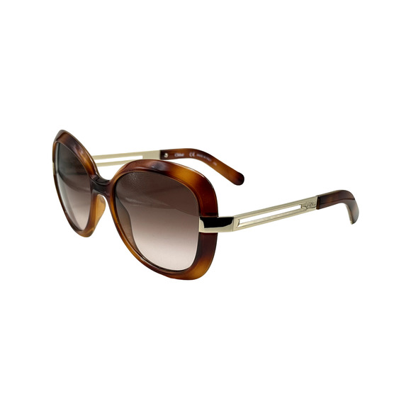 Chloe Designer Oval Sunglasses Tortoise Shell Gradient Amber Lens CE 706S